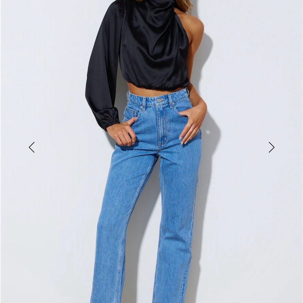 Hello Molly Black One-Shoulder Blouse